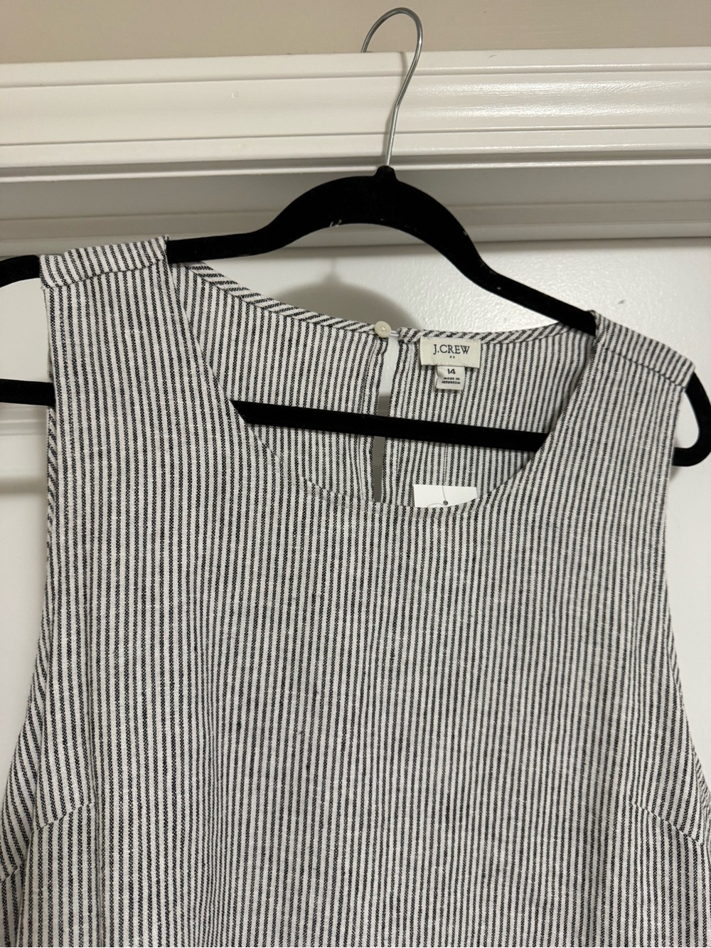 J. Crew Sleeveless Mini Shift Dress in Black & White Pinstripe - Picture 3 of 4